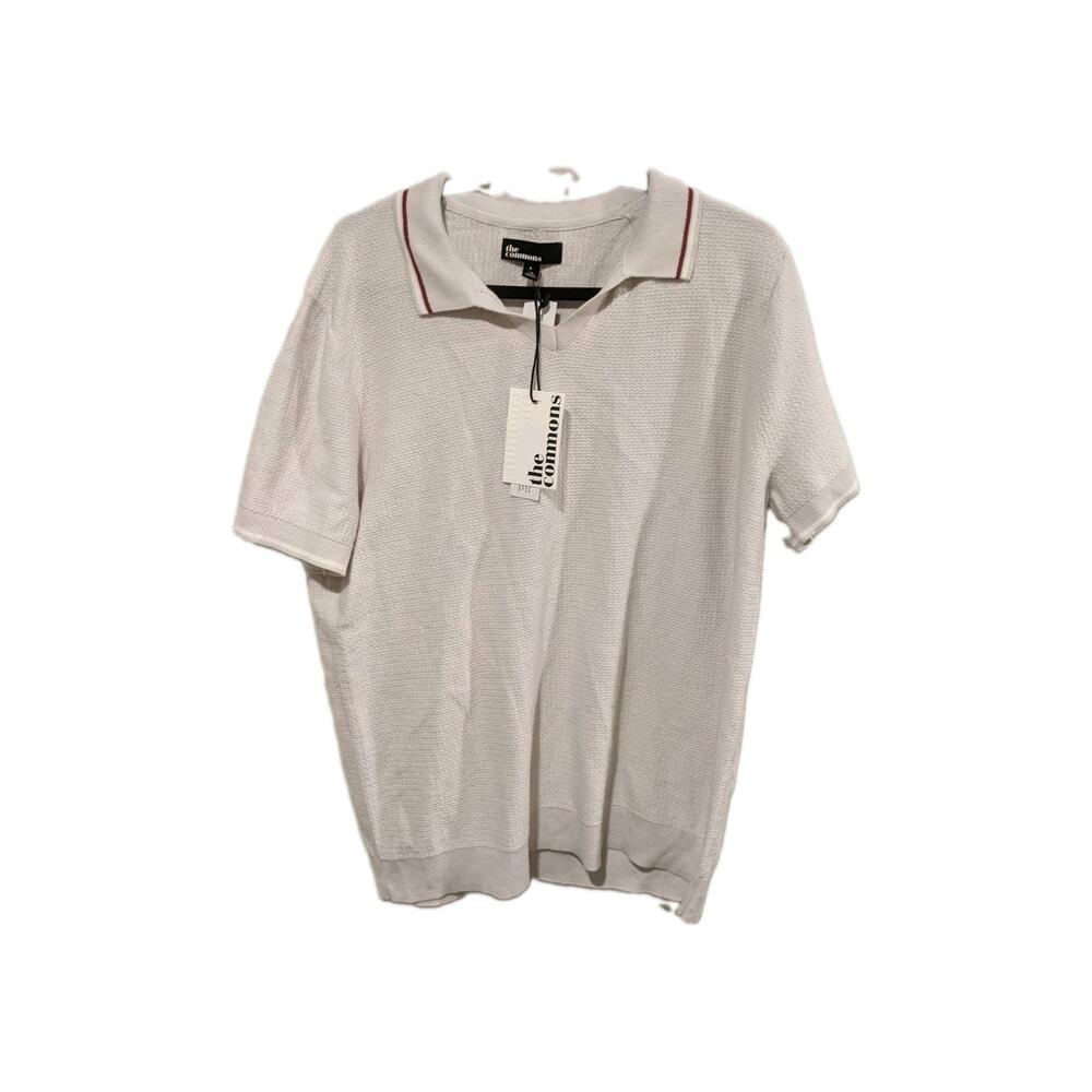 The Commons Men's Large Grey Textured Jacquard Johnny Collar Sweater Polo NWT #2